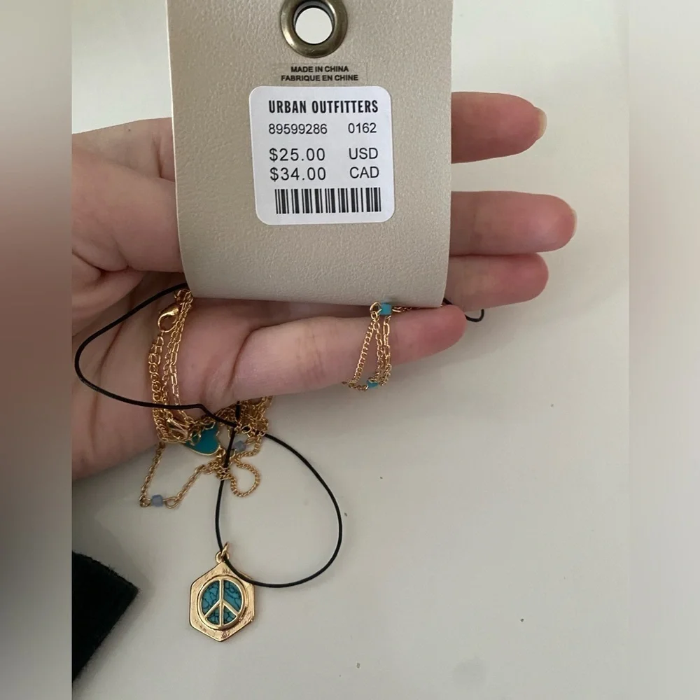 NWT - Urban Outfitters Ashbury Peace And Love Layering Necklace Set